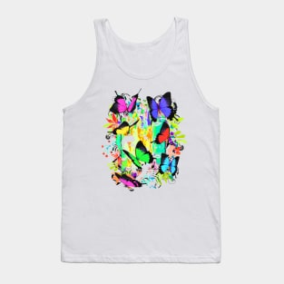 Colorful Papillon - Cute Butterfly - Girlie - Flower Pattern Tank Top